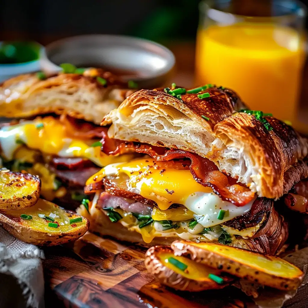 Killer Maple Mustard Croissant Breakfast Sandwiches
