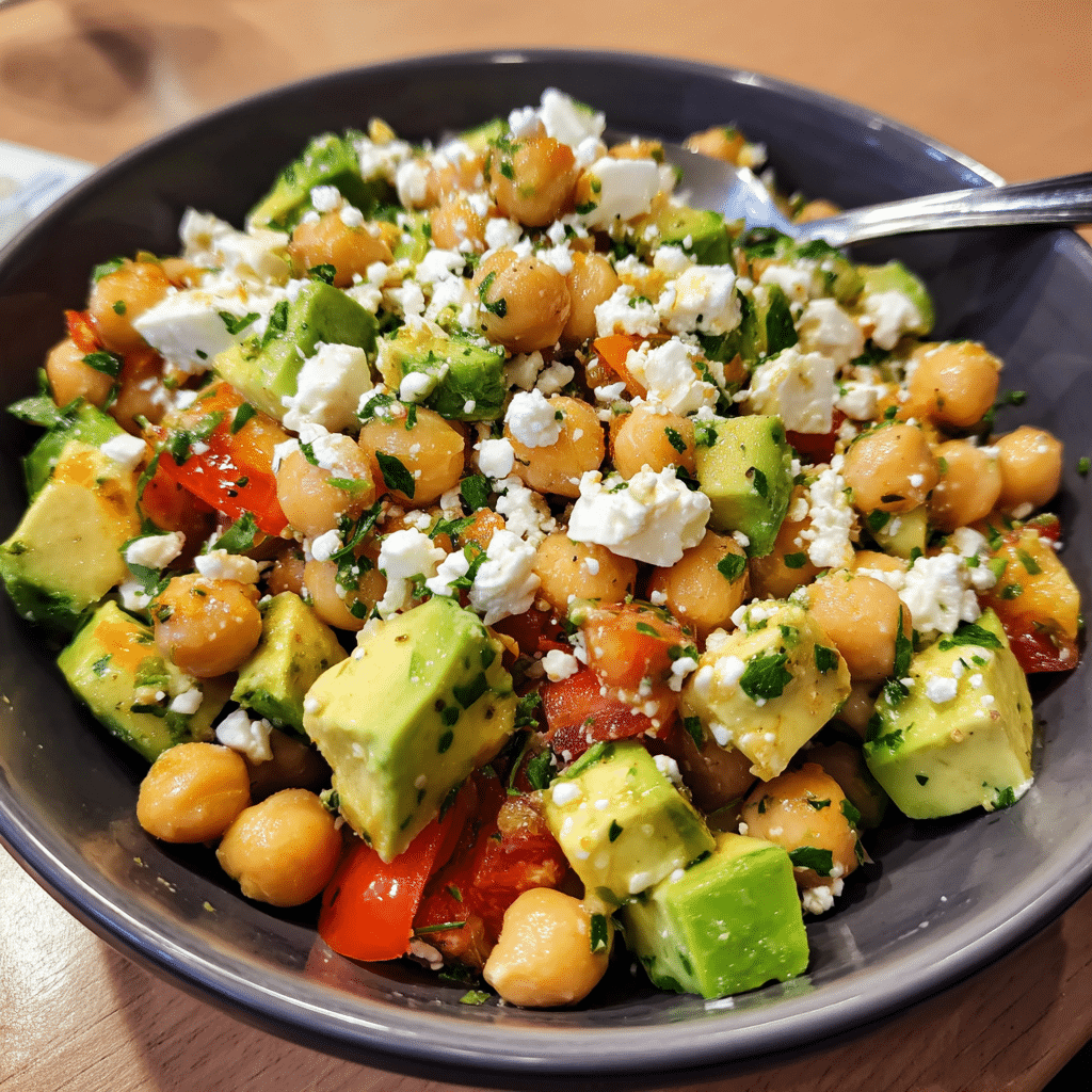 Chickpea Feta Avocado Salad