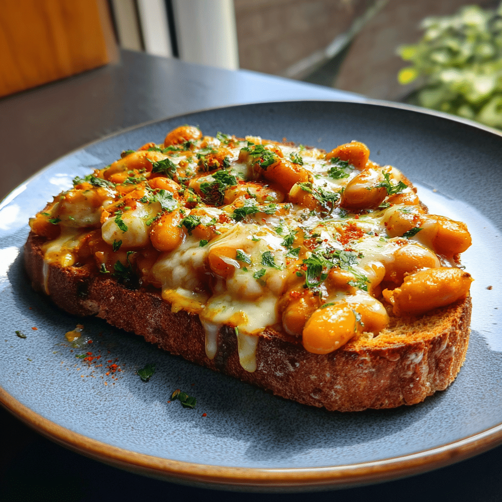 Cheesy Masala Beans on Toast