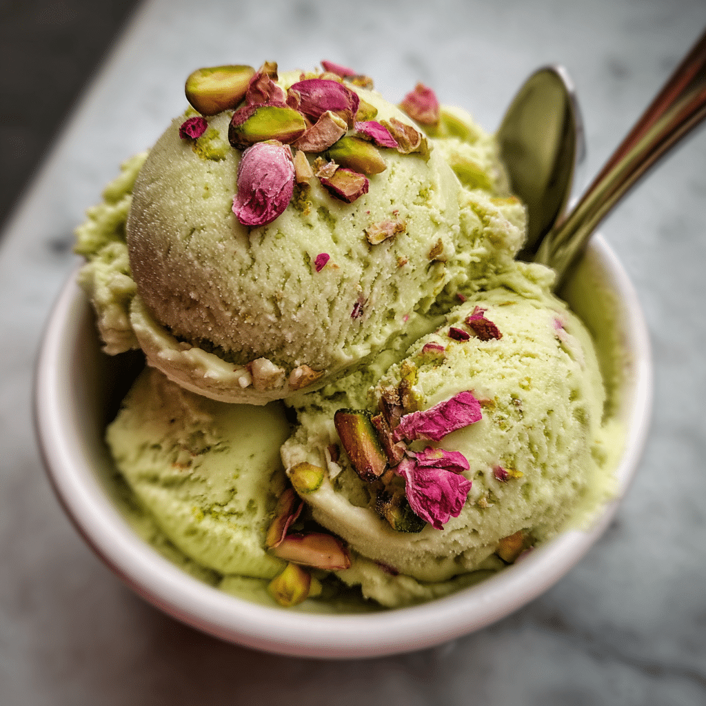 Rose Pistachio Cheesecake Ice Cream