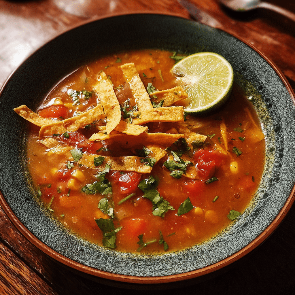 Vegan Lentil Tortilla Soup