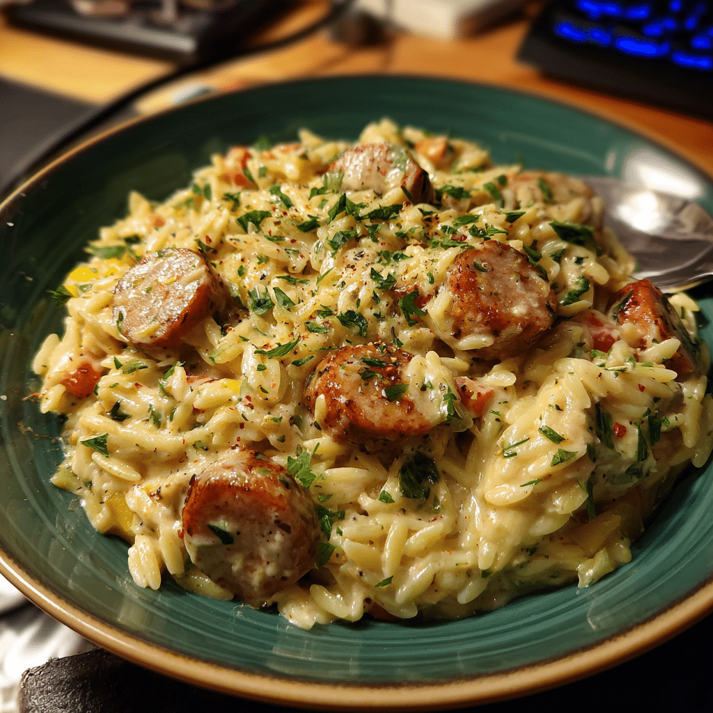 Creamy Chicken Sausage Orzo