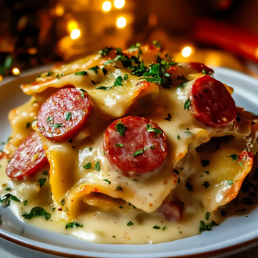 Crockpot Pierogi Casserole with Kielbasa