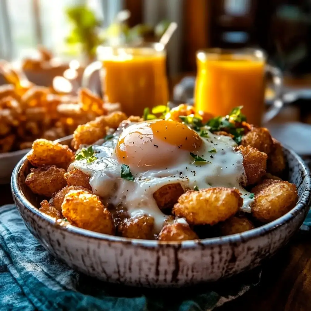 Tater Tot Breakfast Bowl with Sausage Gravy