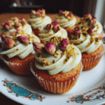 Vegan Mini Rose Pistachio Cupcakes