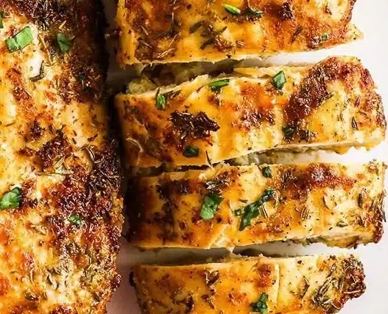 Air fryer chicken breasts cooked to perfection with spices and herbs