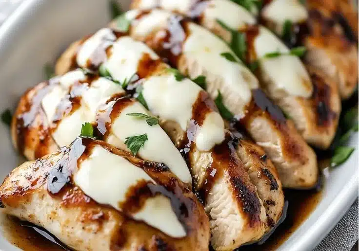 Balsamic Baked Chicken Breast with Mozzarella Cheese