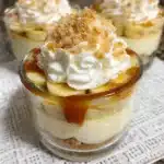 Delicious Banana Caramel Cream Dessert with layers of banana and caramel