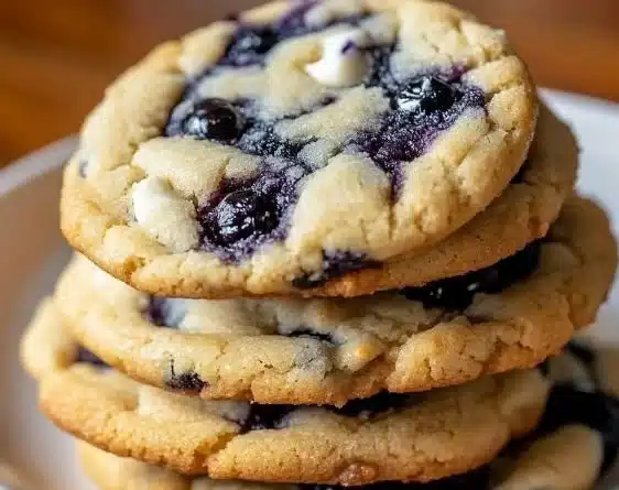 Delicious blueberry cheesecake cookies with creamy filling and blueberry topping