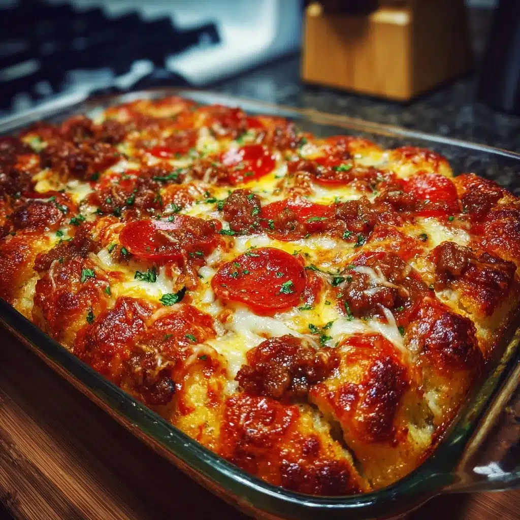 Delicious Bubble Up Biscuit Pizza Casserole baked to perfection