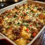 Delicious cattle drive casserole served in a rustic dish