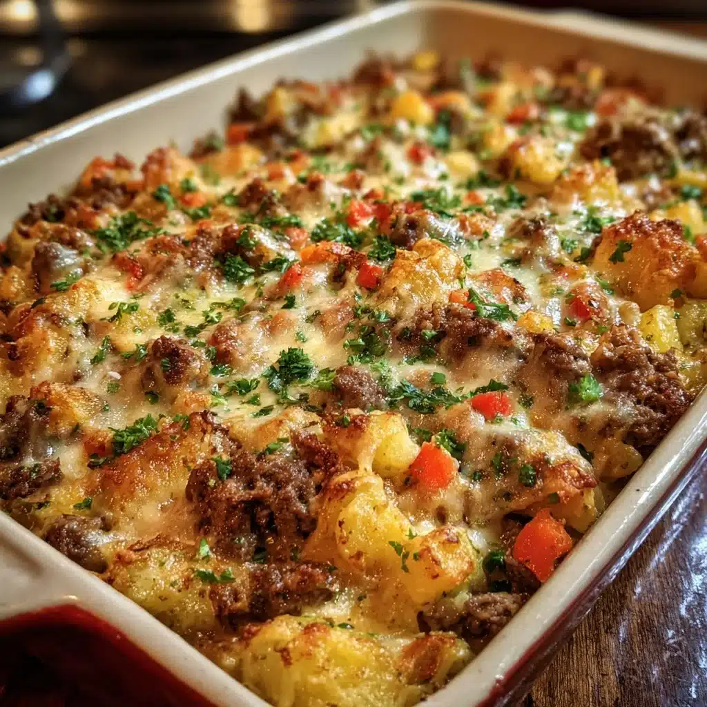 Delicious cattle drive casserole served in a rustic dish