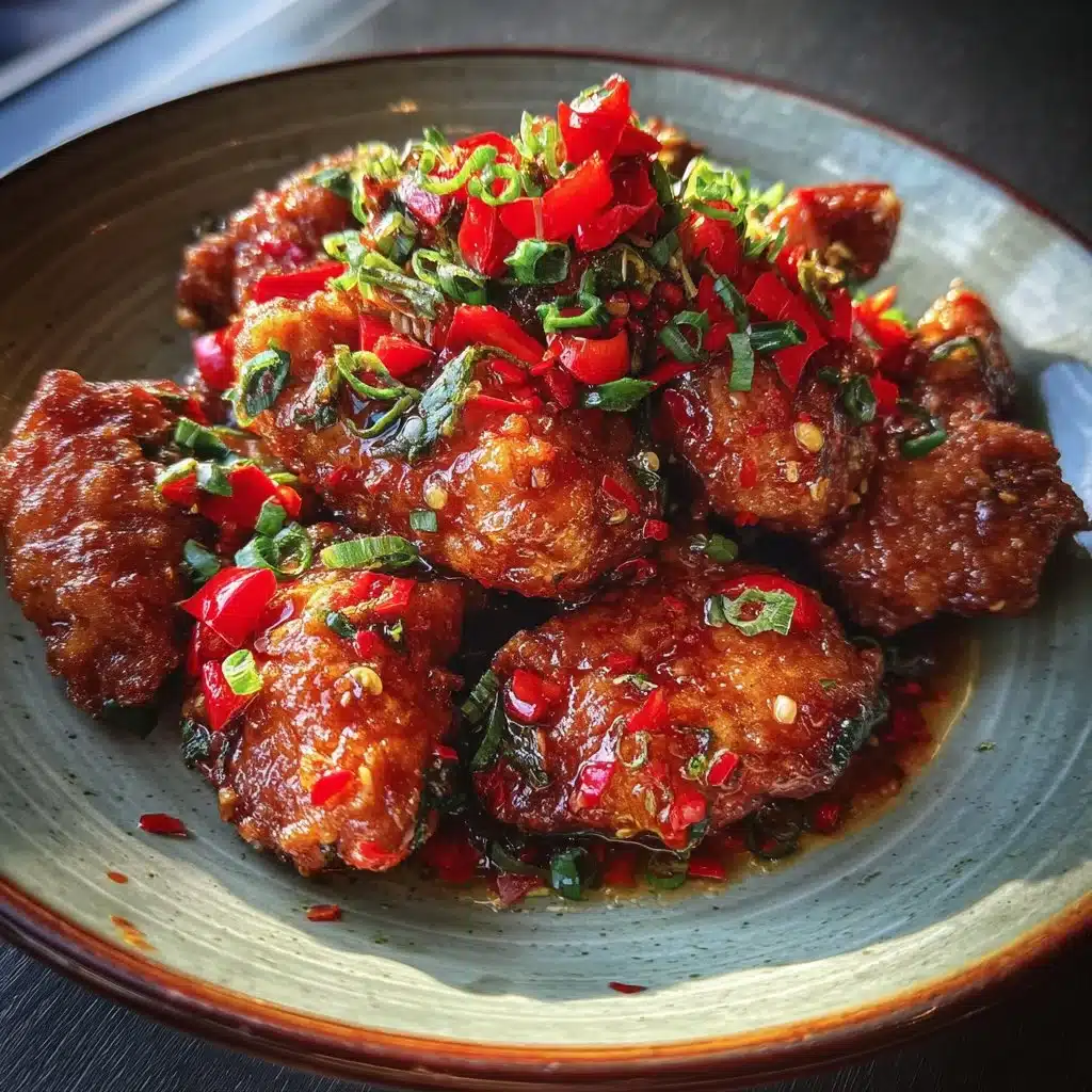 A spicy Chicken Devil dish garnished with herbs and spices.