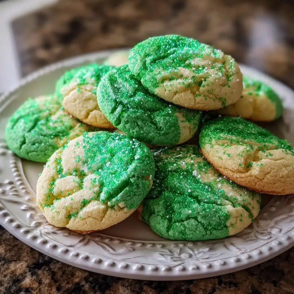 Easy St. Patrick's Day cookies decorated with green frosting and sprinkles