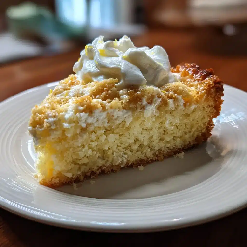 Delicious Lemon Cream Cheese Dump Cake served in a baking dish