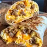 Delicious freezer breakfast burritos ready for quick healthy meals.