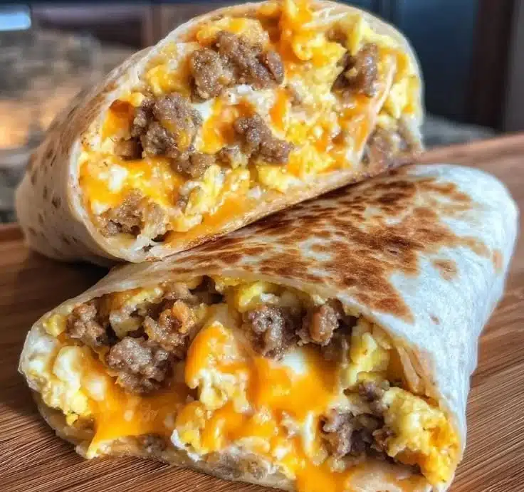 Delicious freezer breakfast burritos ready for quick healthy meals.