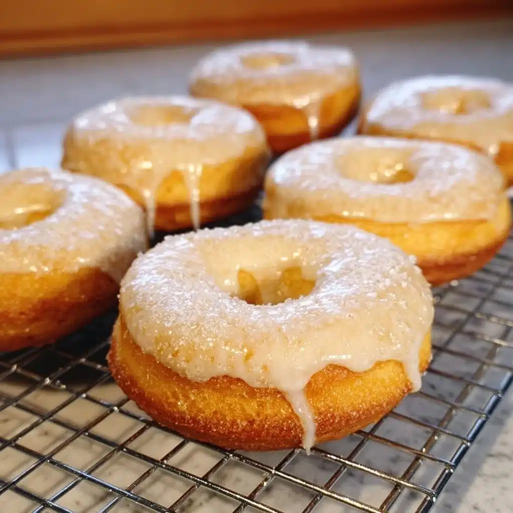Freshly baked Vanilla French Doughnuts with a dusting of sugar