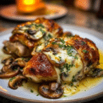 Cheesy Garlic Butter Mushroom Stuffed Chicken
