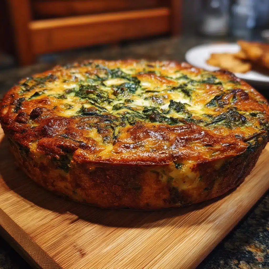 Keto zucchini pie with spinach served on a plate