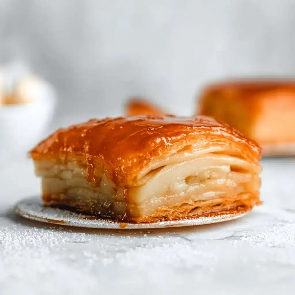 Gluten-free Apple Mille Feuille with Vanilla Custard dessert on a plate