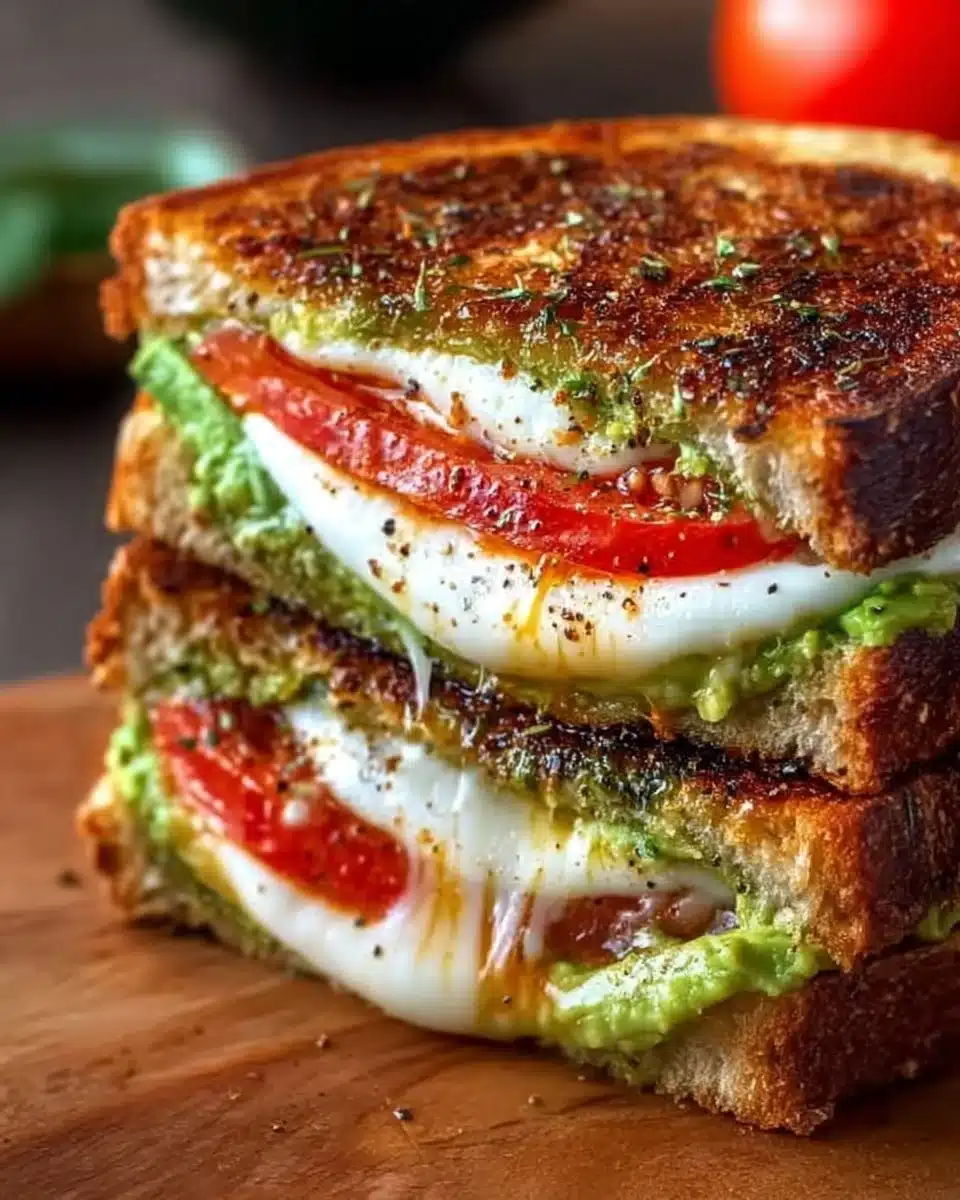 Avocado, Mozzarella, and Tomato Grilled Cheese