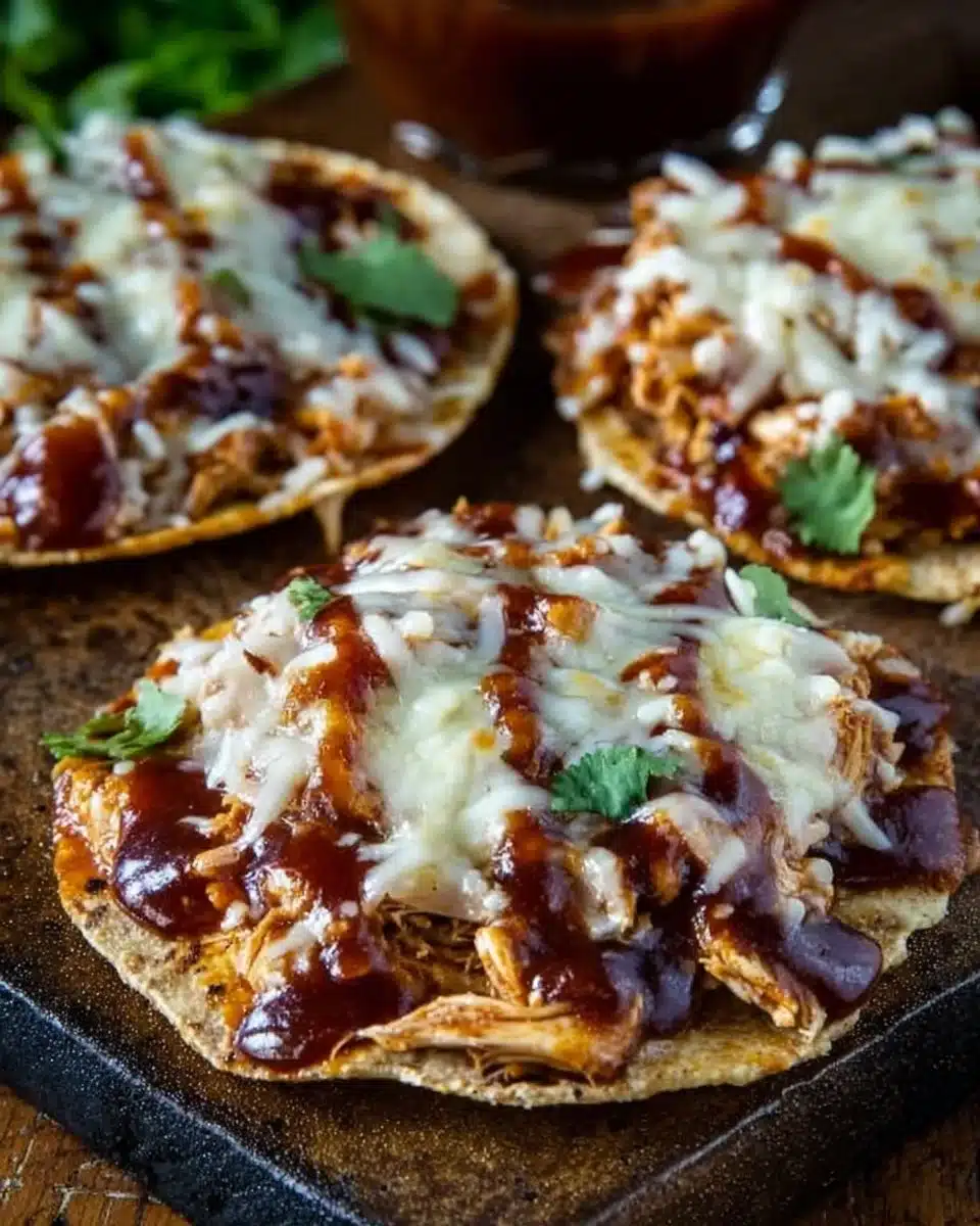 BBQ Chicken Tostadas - shredded chicken, your favorite barbecue sauce, and plenty of cheese come together in a quick and ea…