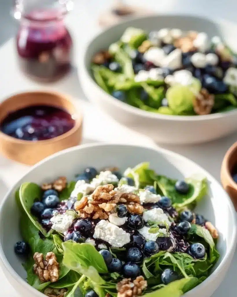 Colorful Easter spring salad topped with goat cheese and fresh vegetables