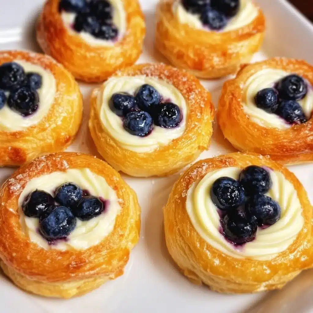 Blueberry Pastry Rings with Vanilla Cream Filling