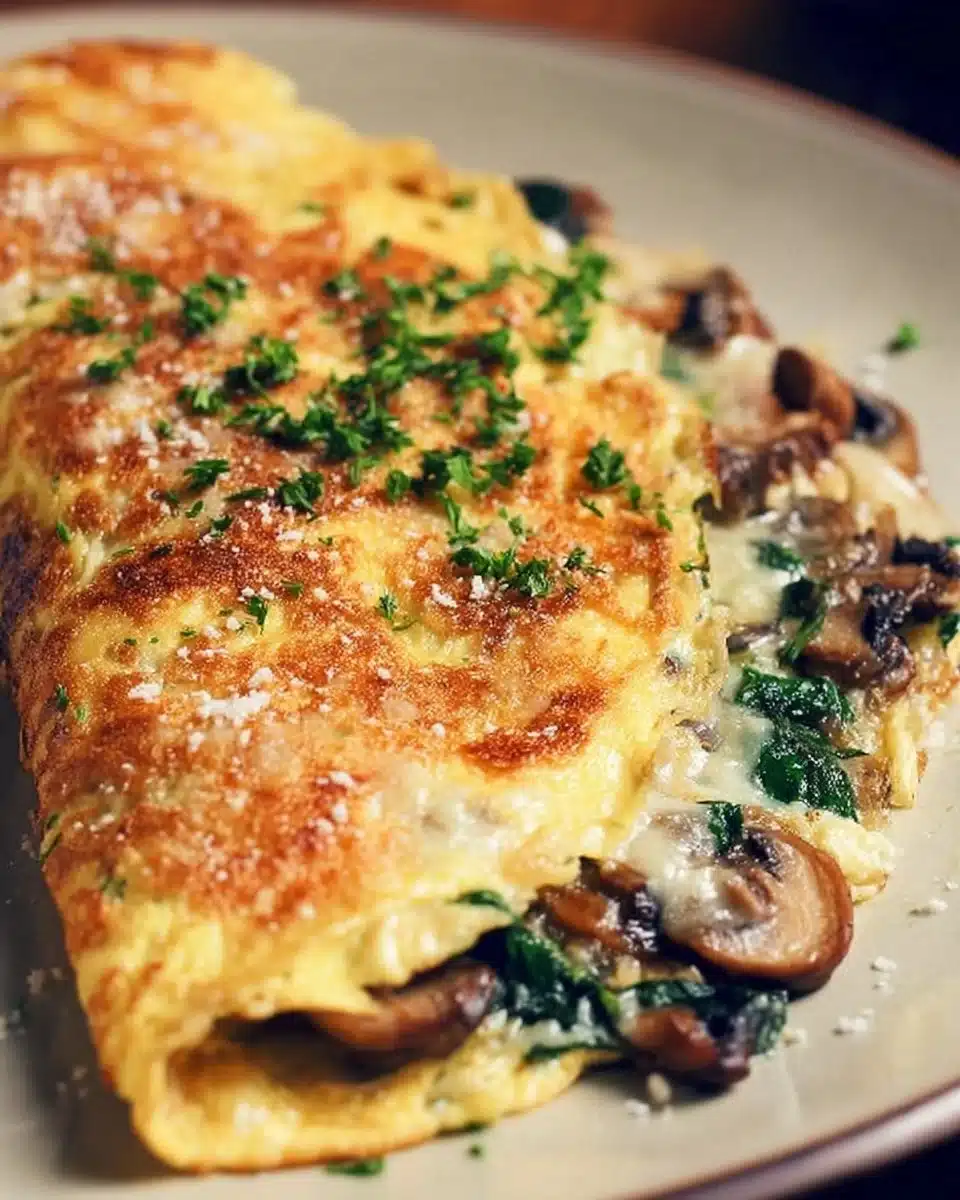 Cheesy Mushroom and Spinach Omelet