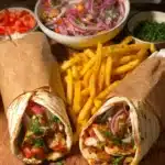 Delicious Chicken Shawarma Wrap with marinated chicken and fresh vegetables