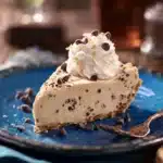 Chocolate chip peanut butter pie topped with melted chocolate and crunchy peanuts