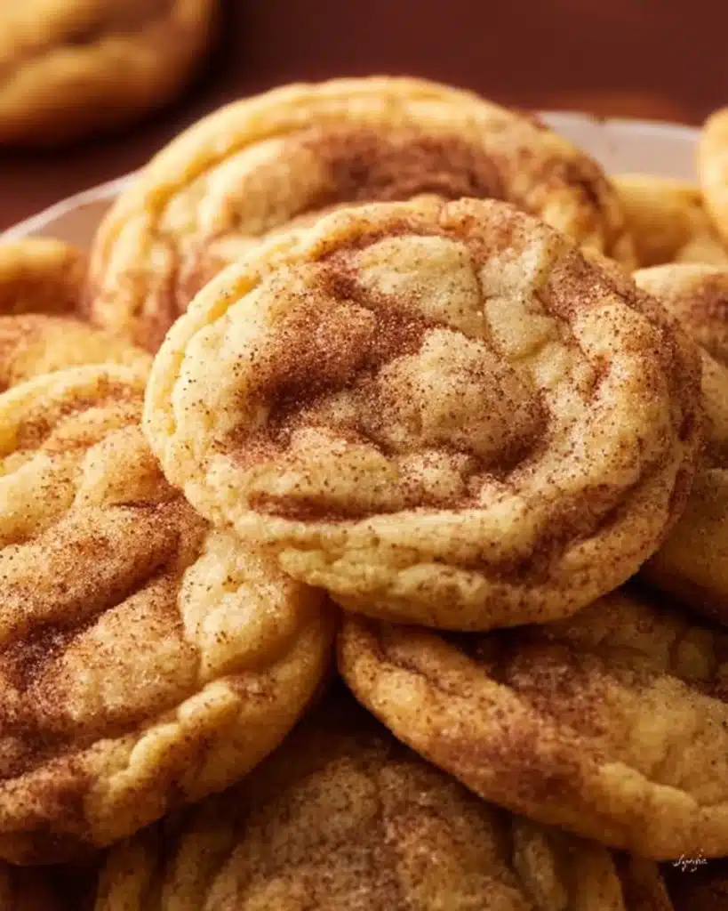 Freshly baked Cinnamon Roll Snickerdoodle Cookies on a cooling rack