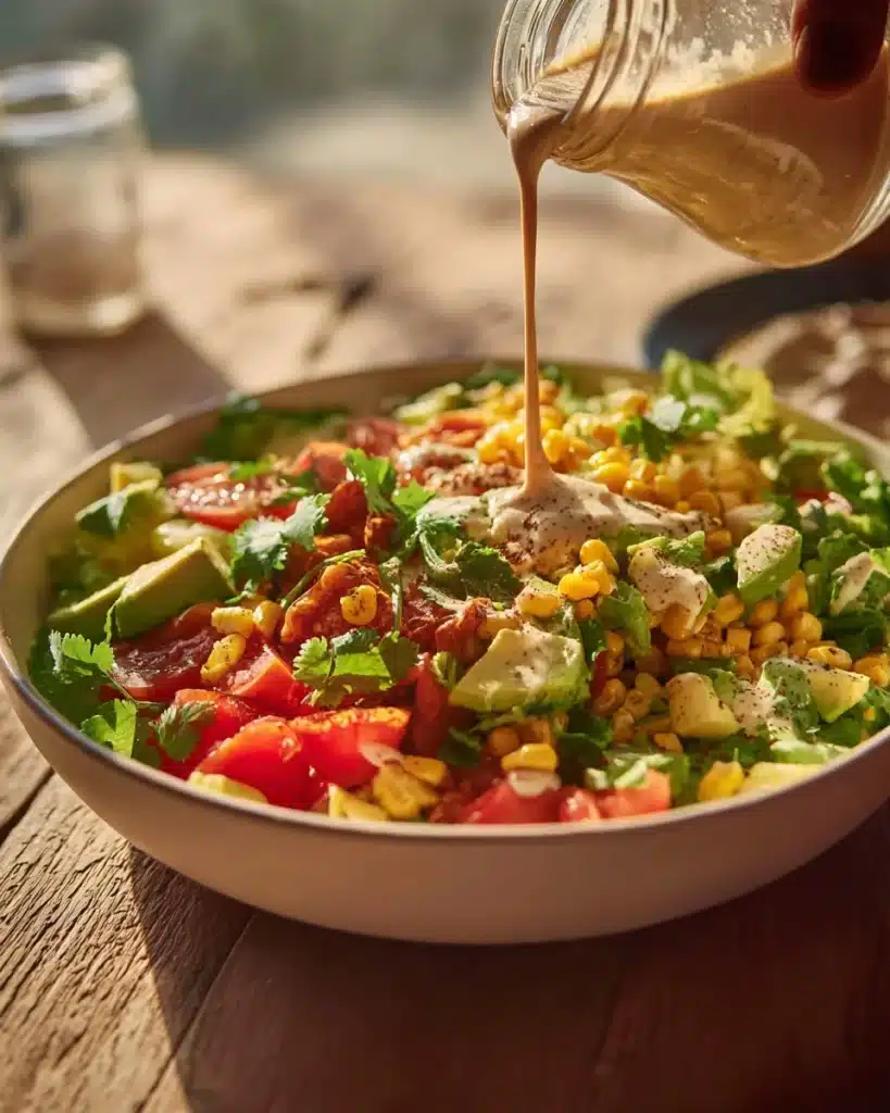 Delicious copycat Santa Fe Salad with fresh ingredients and vibrant colors