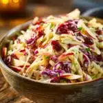Bowl of Cranberry Apple Coleslaw with vibrant colors and fresh ingredients
