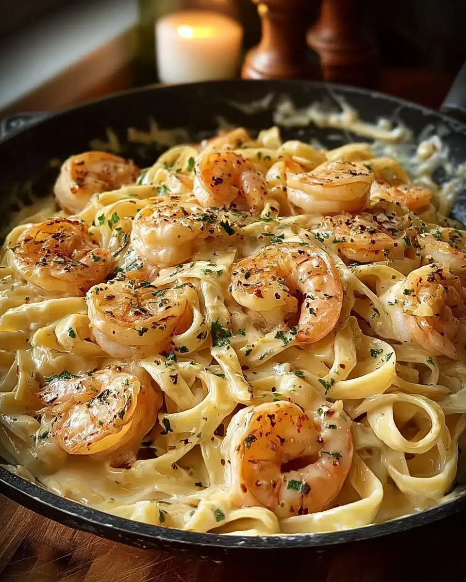 Creamy Shrimp Fettuccine Pasta With Homemade Alfredo Sauce