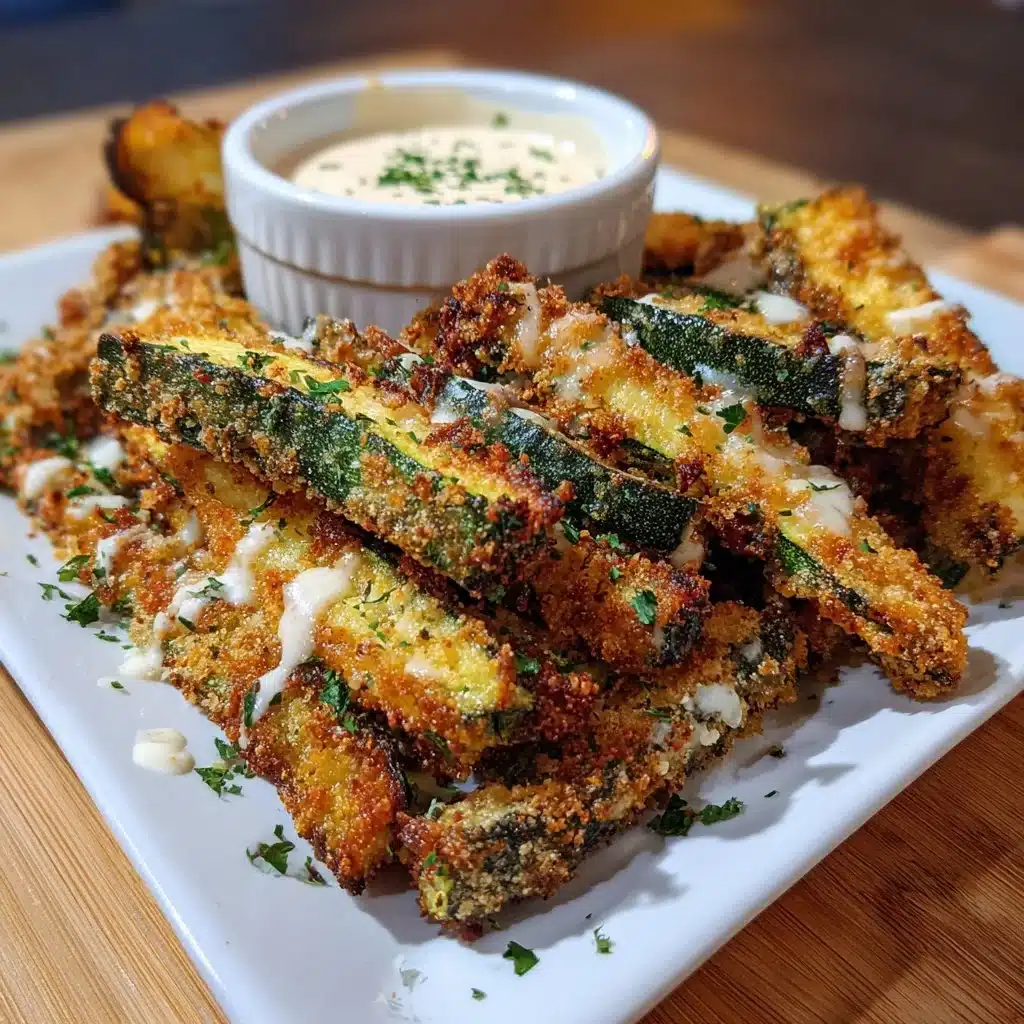 Crispy baked keto zucchini fries served on a plate