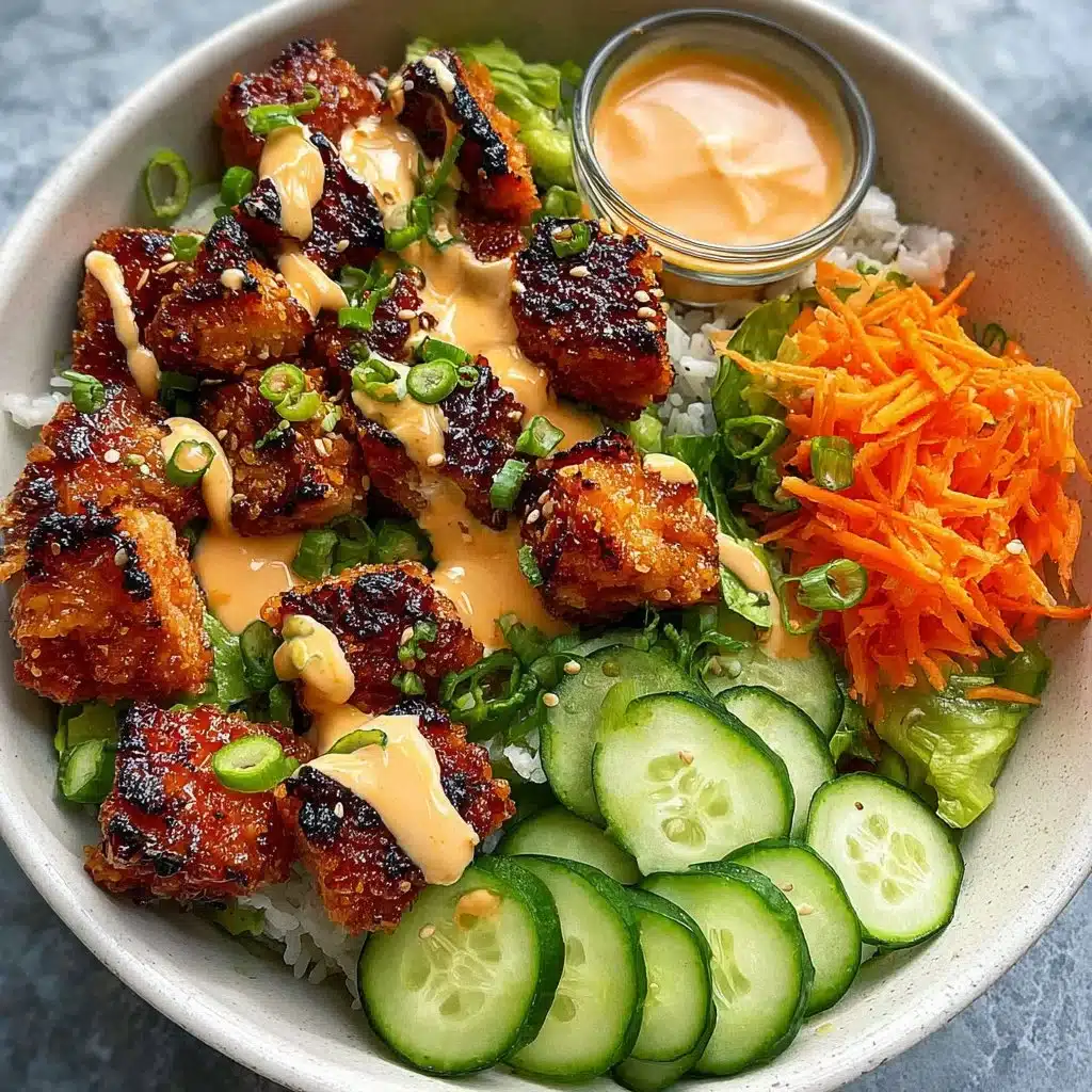 Delicious Crispy Bang Bang Salmon Bites served in a bowl