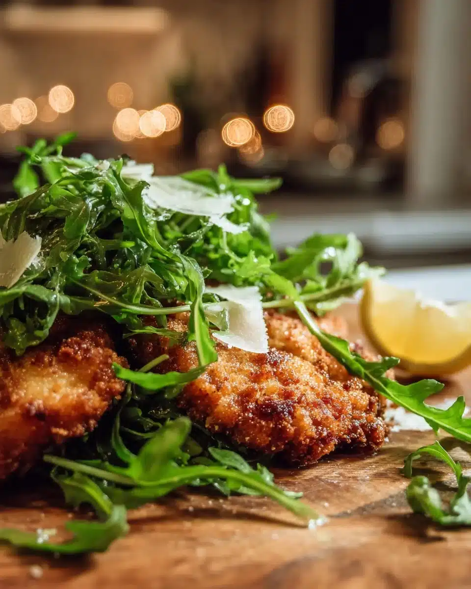 Crispy Fried Chicken with Arugula and Lemon Vinaigrette
