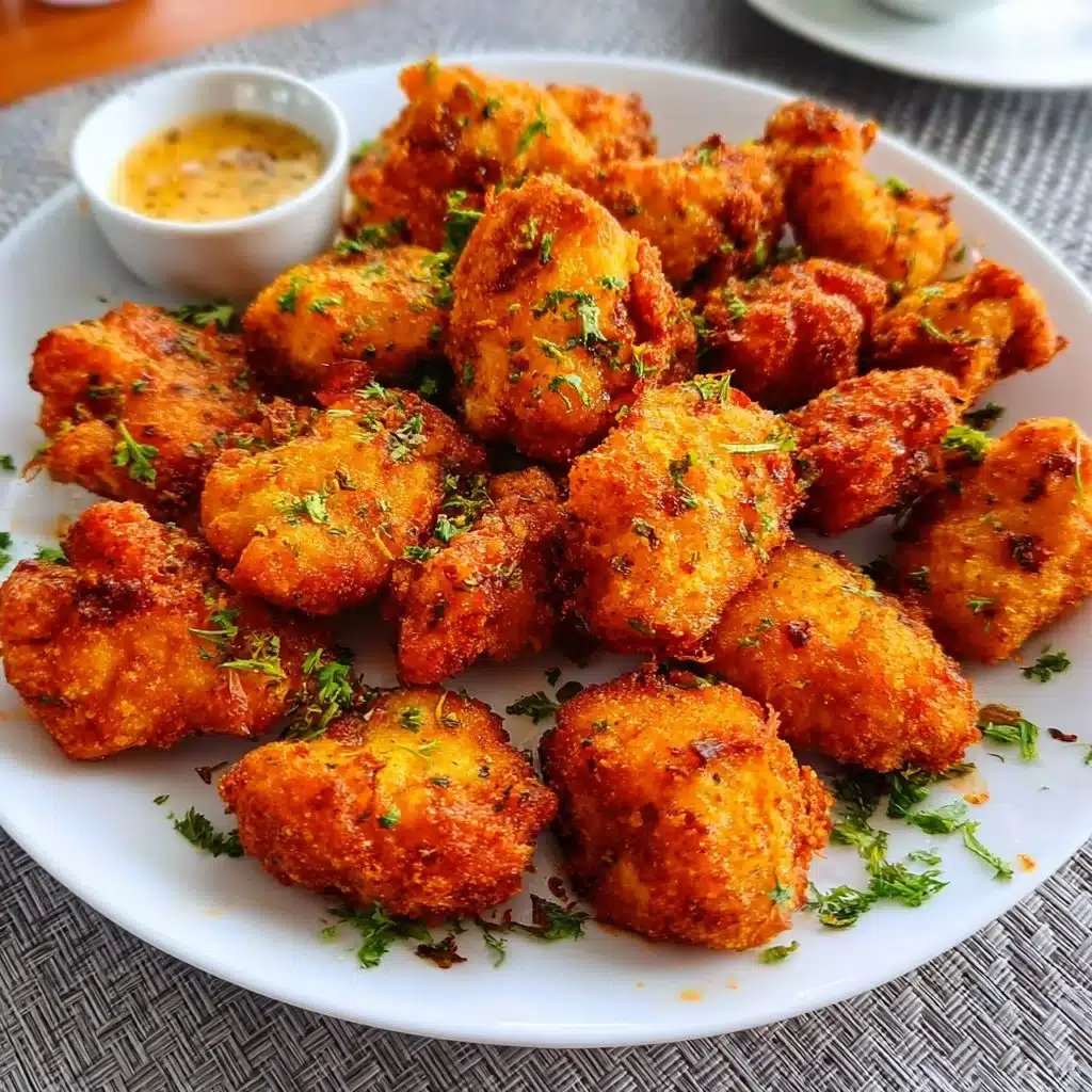 Delicious Desi Chicken Nuggets served with spicy dipping sauce.