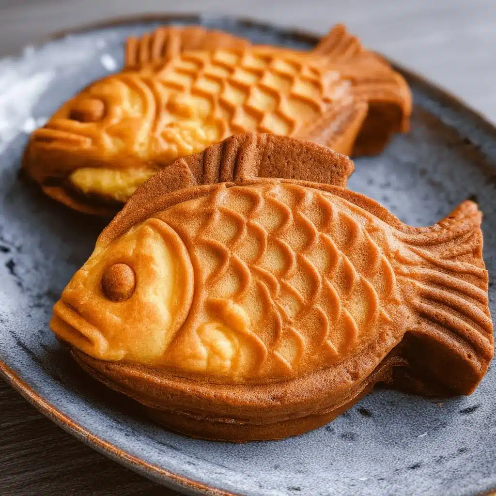 Homemade easy Taiyaki with sweet fillings in a fish-shaped mold