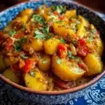 Delicious Double Onion Potato dish garnished with fresh herbs.
