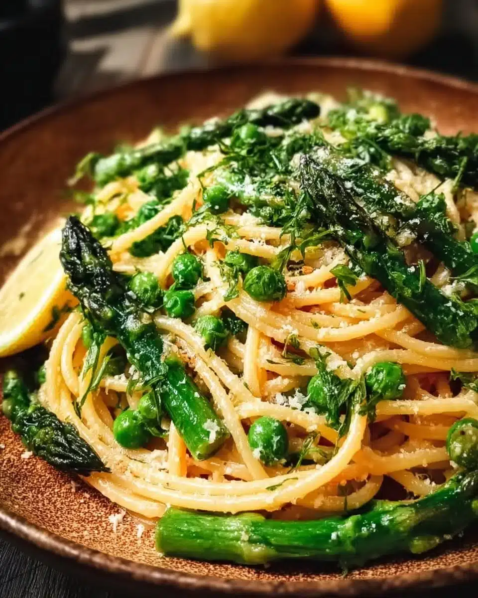 Fresh Lemon Garlic Spring Pasta Recipe Easy Healthy Asparagus and Peas Dinner