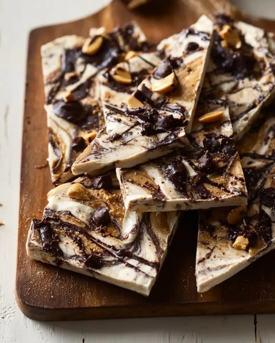Frozen Peanut Butter Chocolate Greek Yogurt Bark