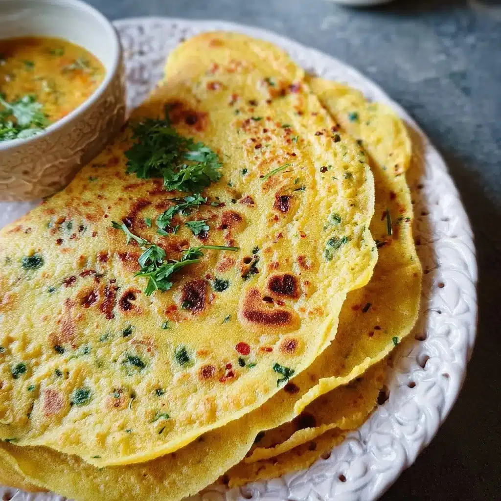 Delicious Gram Flour Pancake served with toppings.