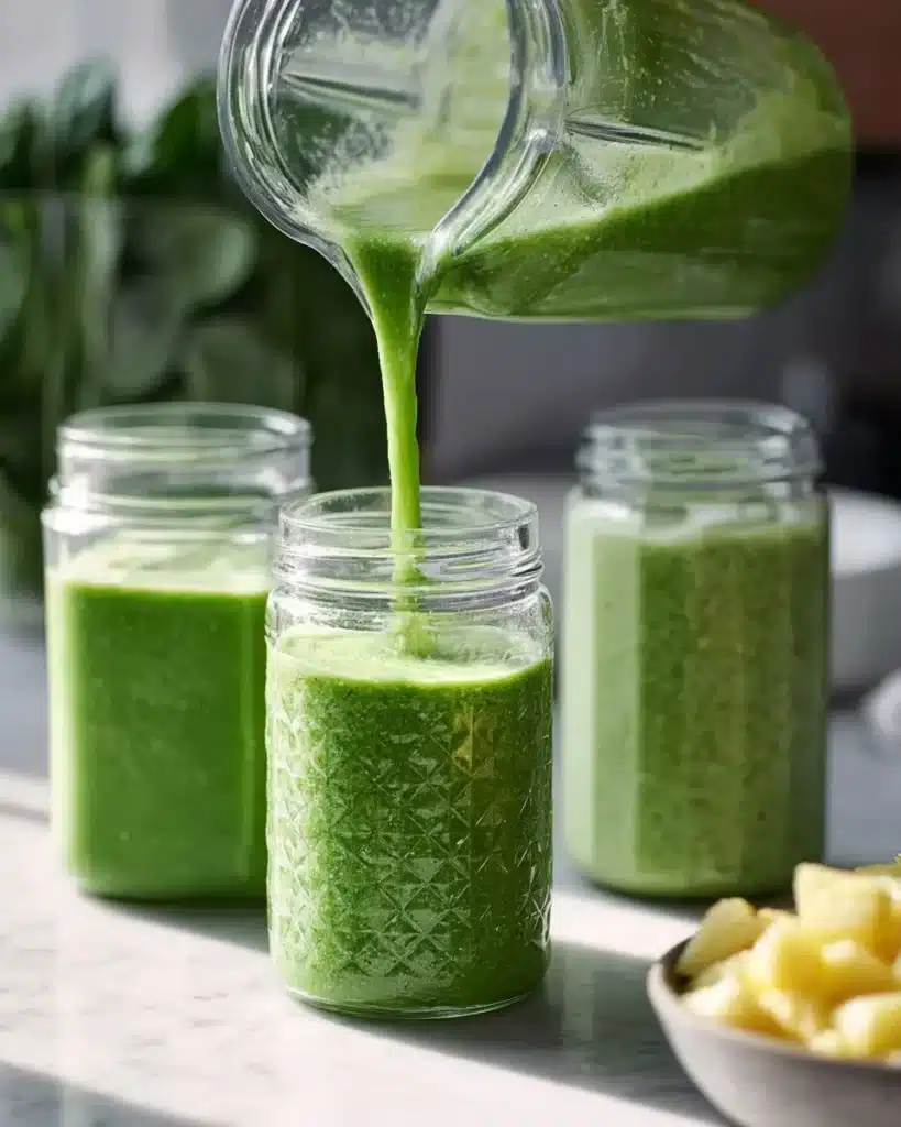 A refreshing green smoothie made with spinach, banana, and almond milk.
