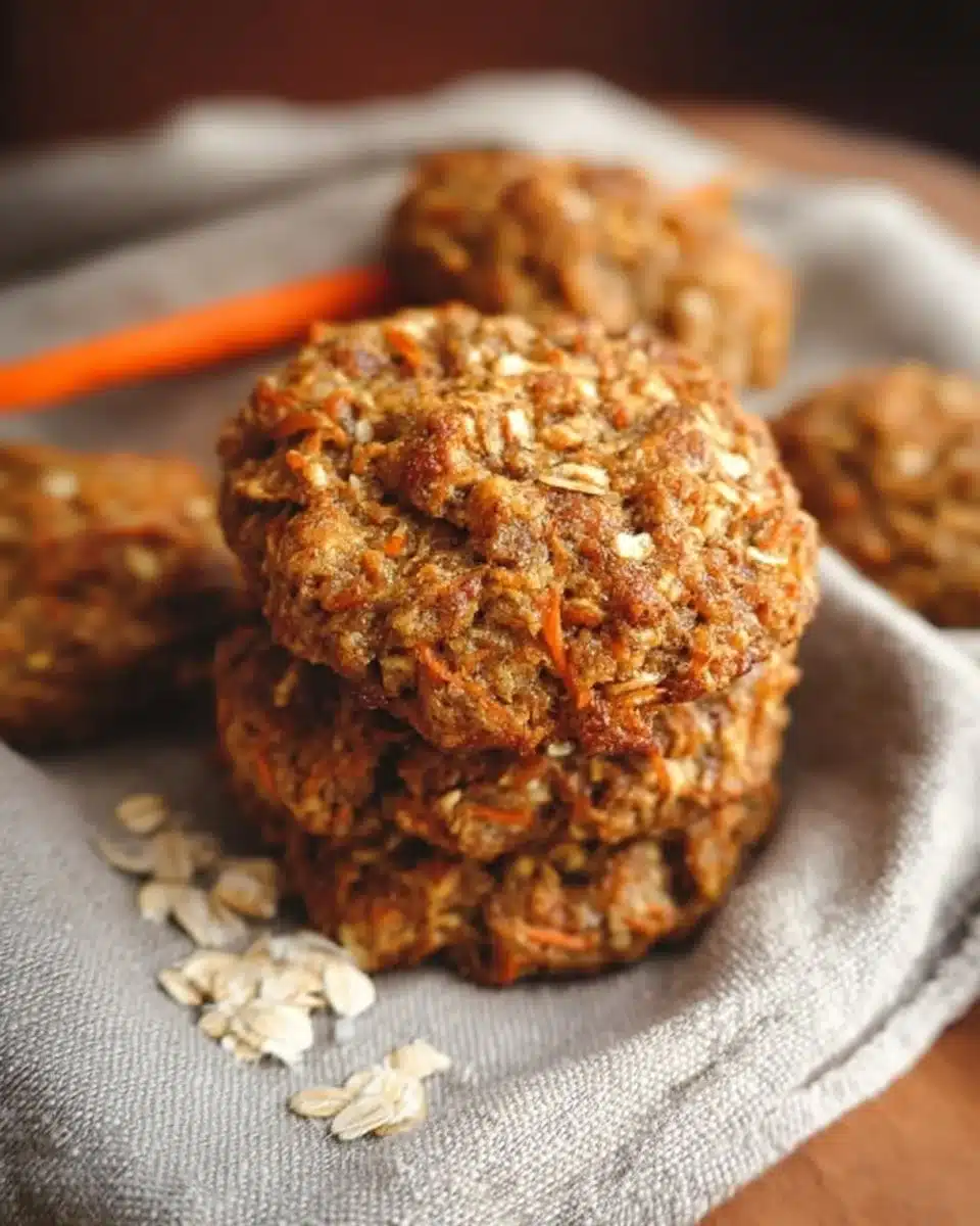 Healthy carrot cake oatmeal cookies on a plate