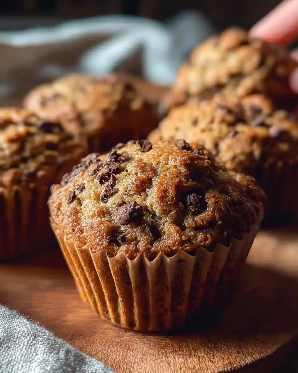 Healthy peanut butter banana muffins fresh out of the oven