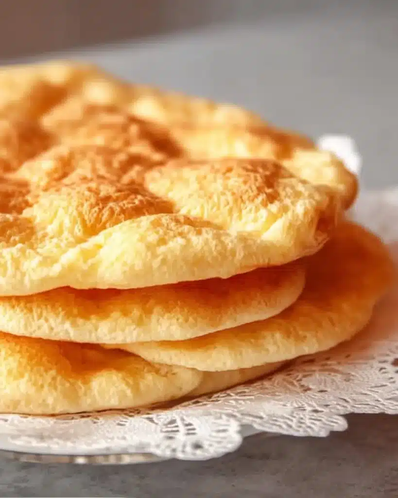 Delicious homemade Keto Cloud Bread served on a wooden plate
