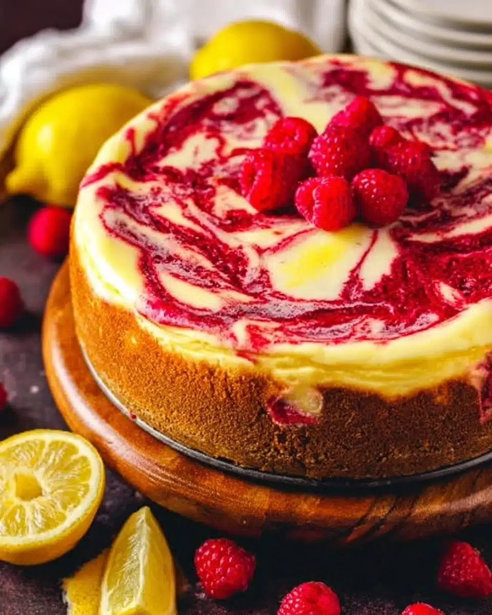 Lemon Raspberry Swirl Cheesecake